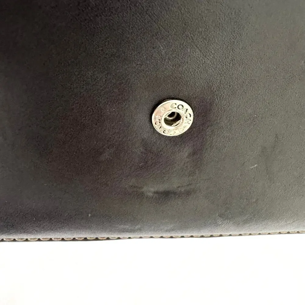 Coach Vintage Buckle Bifold Wallet Organizer Cardholder Black Leather